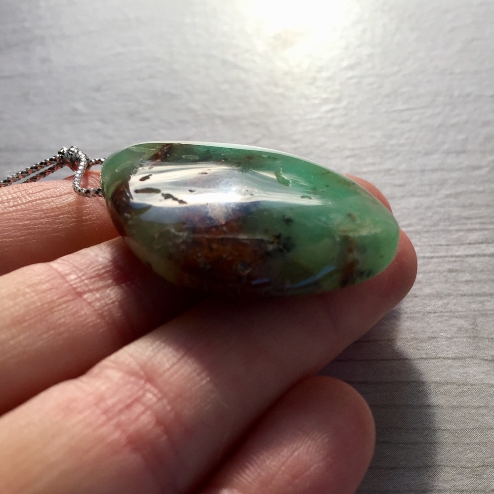 Large Chrysoprase Triangular Pendant - Natural - image 5